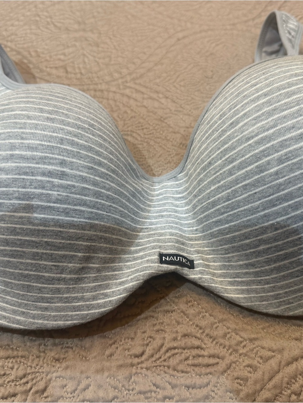 Nautica Gray & White Striped T-Shirt Bra